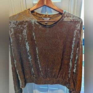 Holiday gold crushed velvet top large long sleeve